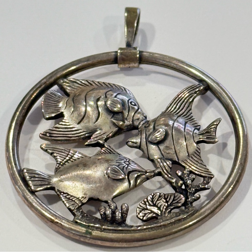 Kabana 925 Sterling Silver Fish Coral Reef Nautical Sea Puffy Etched Ocean - Picture 3 of 8